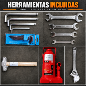 Herramientas incluidas en pedido de repuestos para maquinaria de construcción