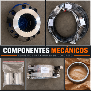 Componentes mecánicos y mangueras hidráulicas para bomba de concreto