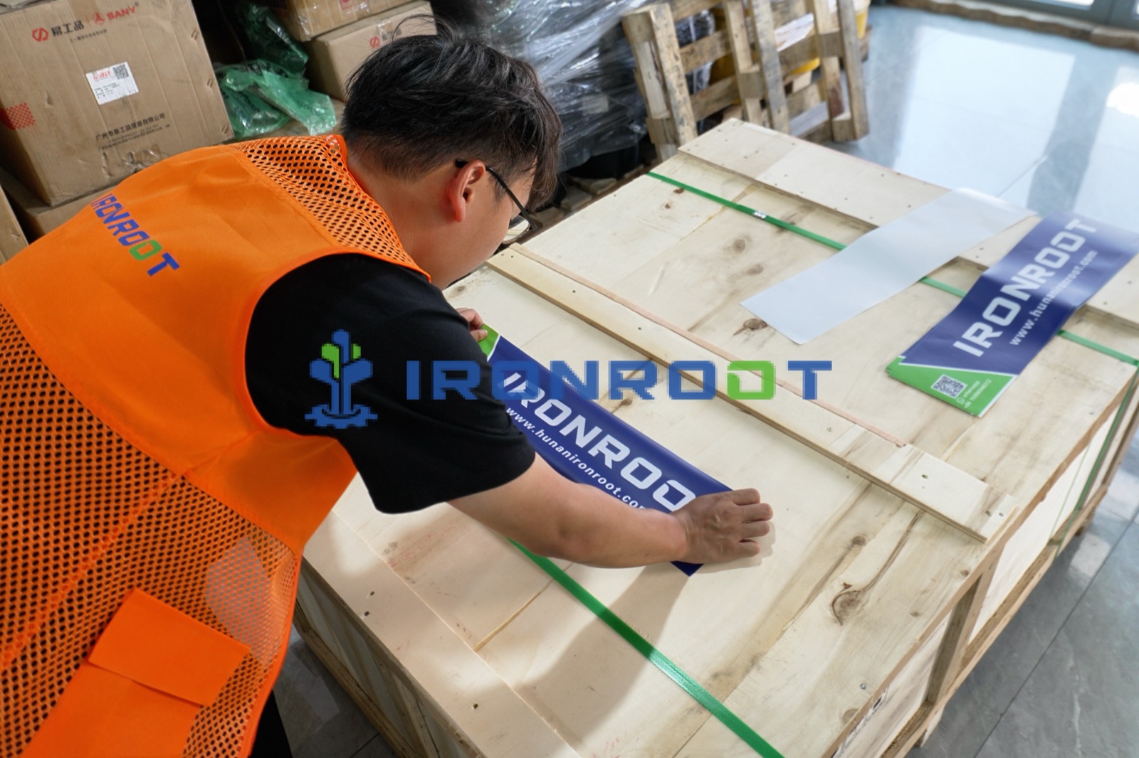 IRON ROOT team preparing an export package